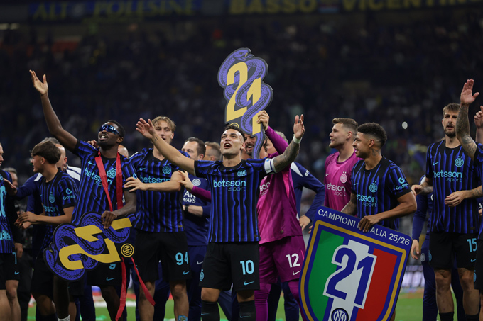 Trận thắng này giúp Inter chính thức vô địch Serie A 2025/26 - Ảnh: @Inter