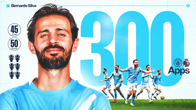 Bernardo Silva chạm mốc 300 trận tại Ngoại hạng Anh