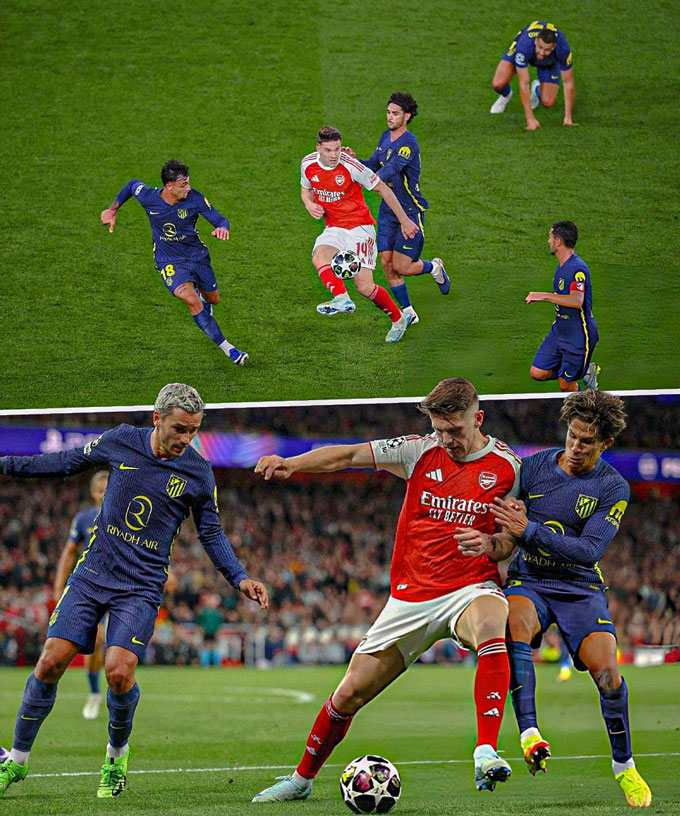 Gyokeres gây ra rất nhiều khó khăn cho hàng thủ của Atletico - Ảnh: @now_arsenaI