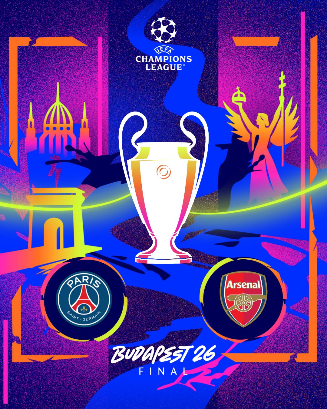 CĐV chờ đợi trận chung kết hấp dẫn giữa PSG vs Arsenal - Ảnh: UEFA