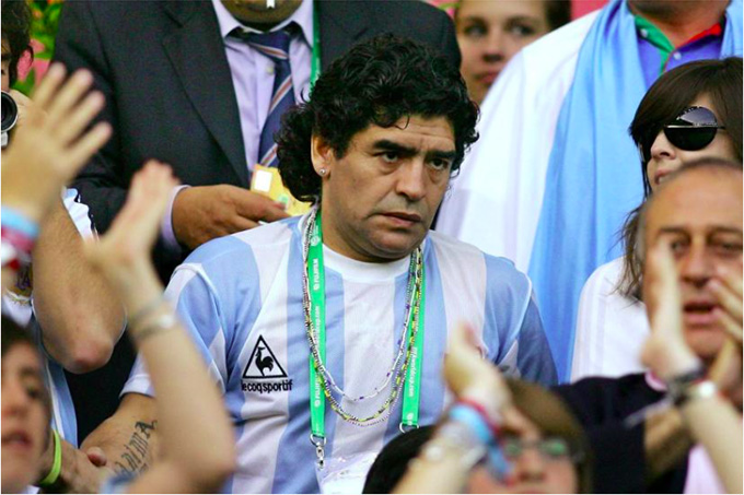 Maradona lúc sinh thời trong 1 trận đấu của ĐT Argentina tại World Cup 2006. Ảnh: (Uwe Speck / Witters)