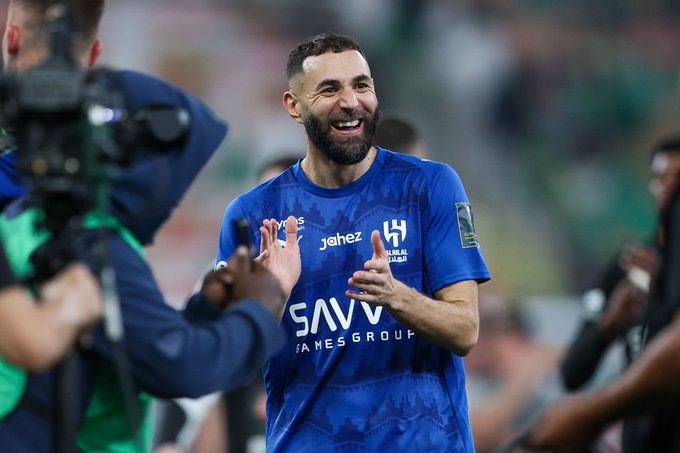 Niềm vui của Benzema khi cùng Al Hilal vô địch - Ảnh: @TouchlineX