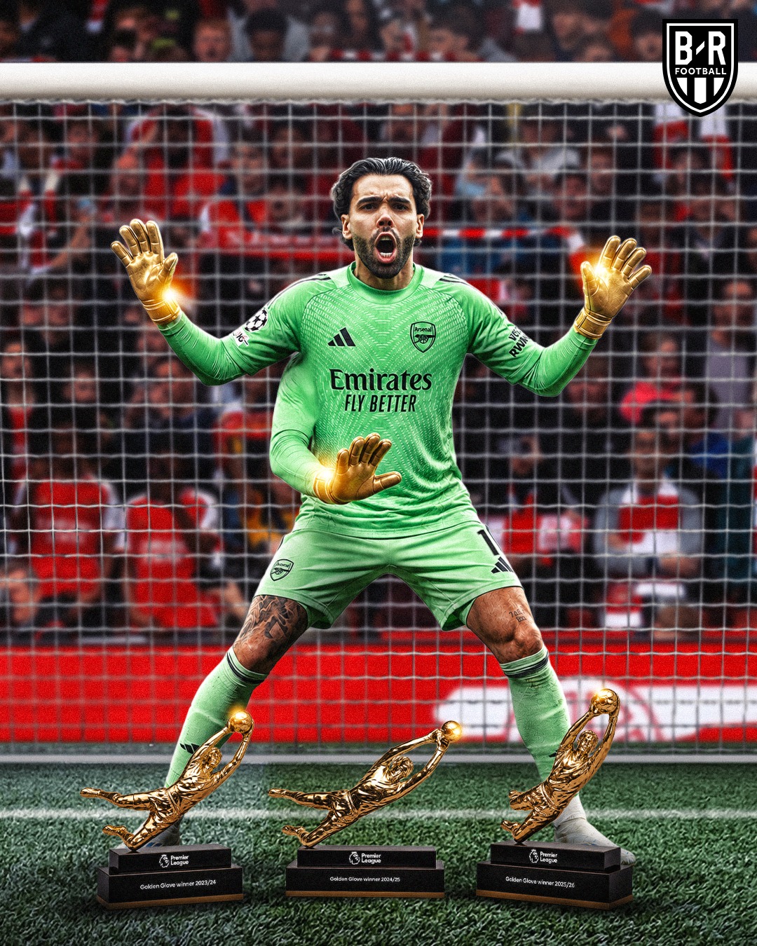 Raya đã chắc chắn giành được giải Găng tay vàng Premier League mùa thứ ba liên tiếp 