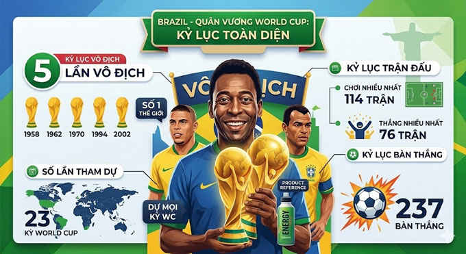 Brazil nắm giữ hoàng loạt kỷ lục World Cup