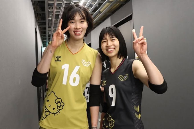 Haruka Yamashita (phải) và Thanh Thúy chính là "cặp bài trùng" ăn ý tại Gunma Green Wings