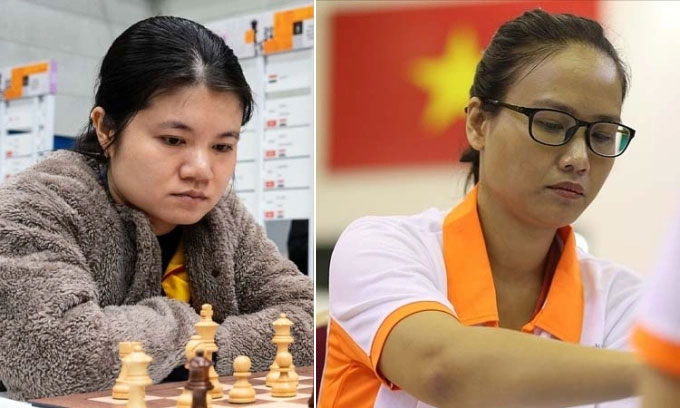 Phạm Lê Thảo Nguyên (trái) và Lương Phương Hạnh (phải). Ảnh: FIDE