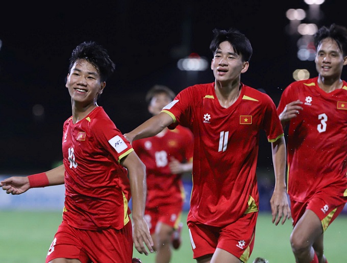 Niềm vui chiến thắng của U17 Việt Nam. Ảnh: Nhật Đoàn 