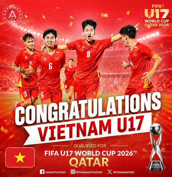 U17 Việt Nam nhận được lời chúc mừng khắp nơi