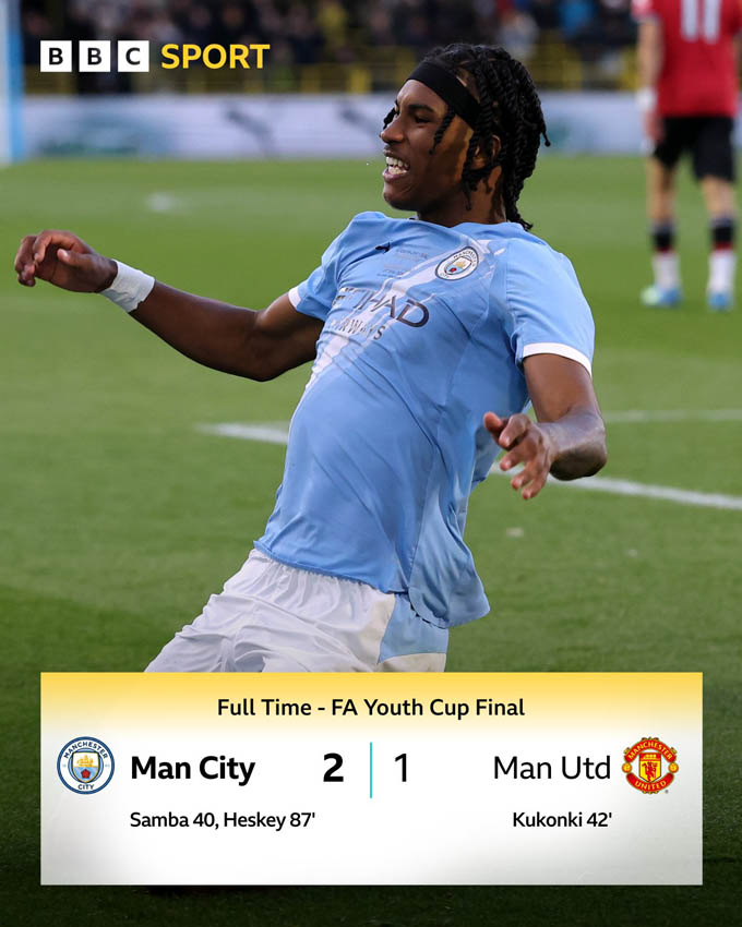 Con trai Heskey giúp Man City vô địch FA Youth Cup 2025/26