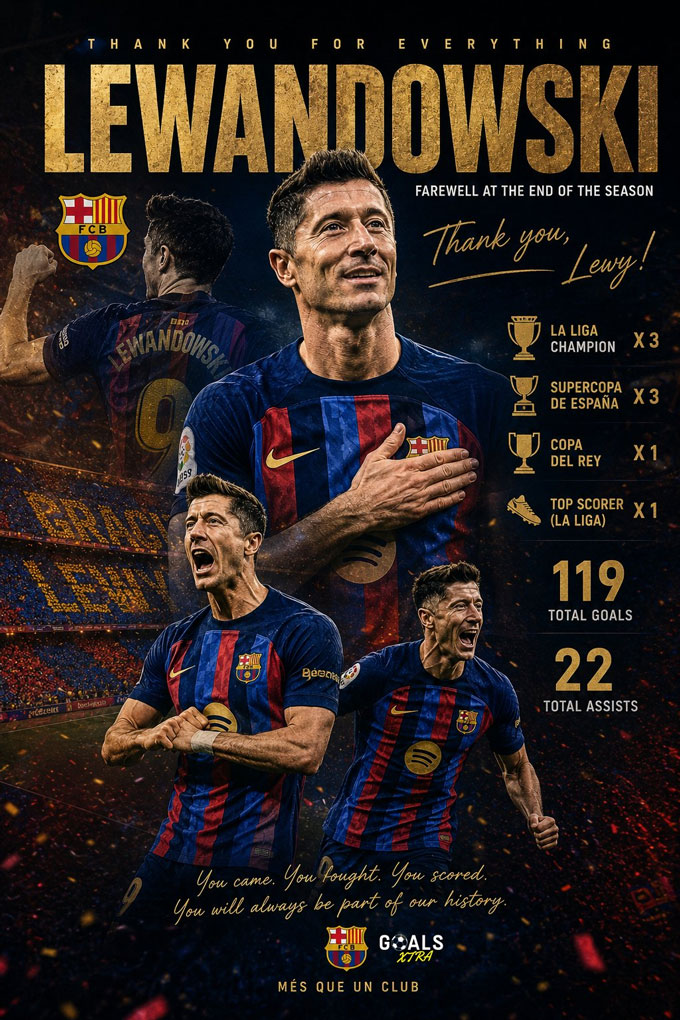 Lewandowski có 4 năm thi đấu thành công tại Barca - Ảnh: @GoalsXtra