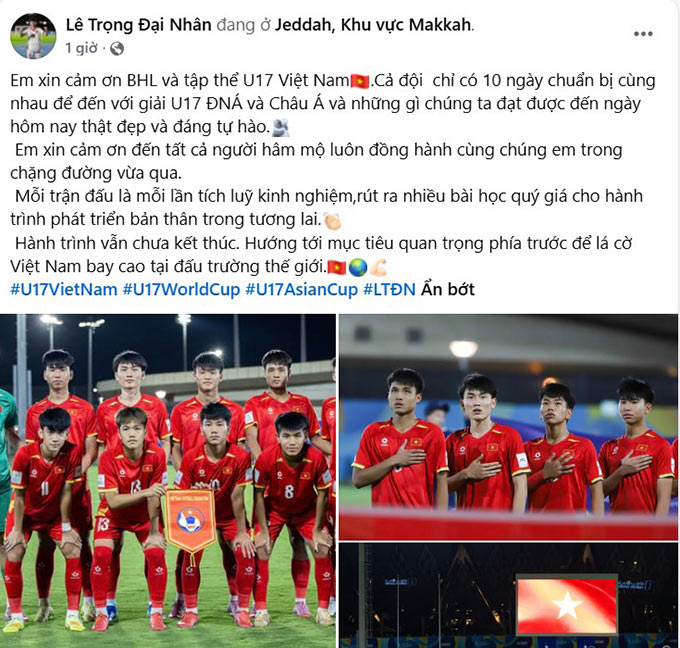 Đại Nhân xúc động khi nhắc lại hành trình của U17 Việt Nam