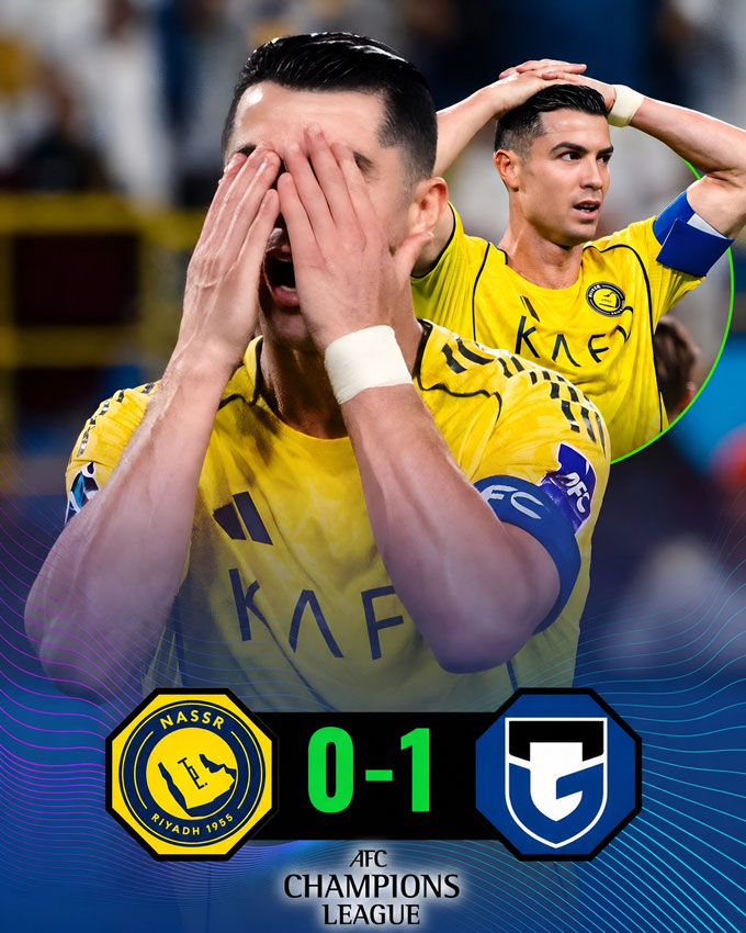 Ronaldo cùng Al Nassr để thua Gamba Osaka ở chung kết AFC Champions League Two - Ảnh: Footflix 90