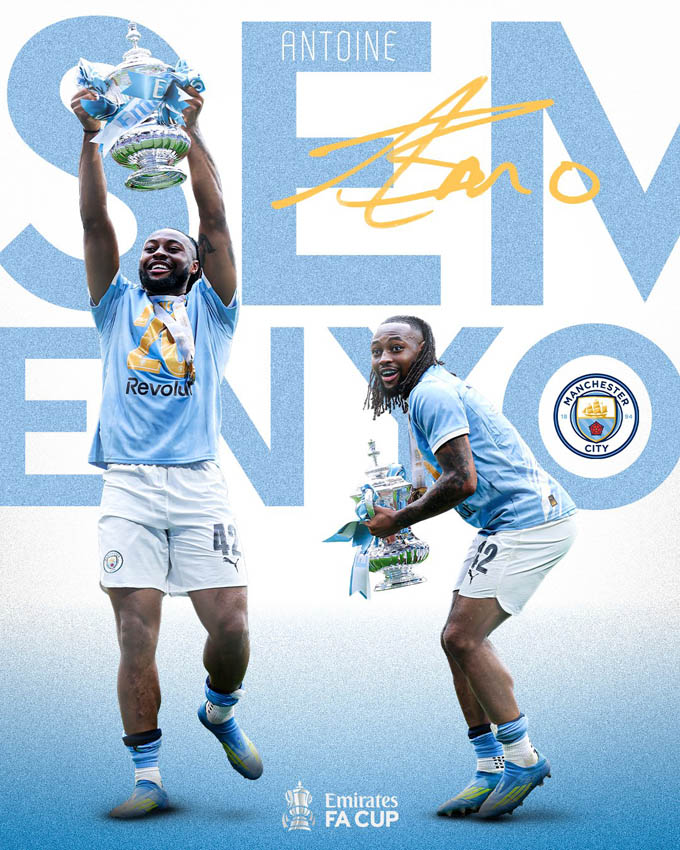 Semenyo giành FA Cup cùng Man City
