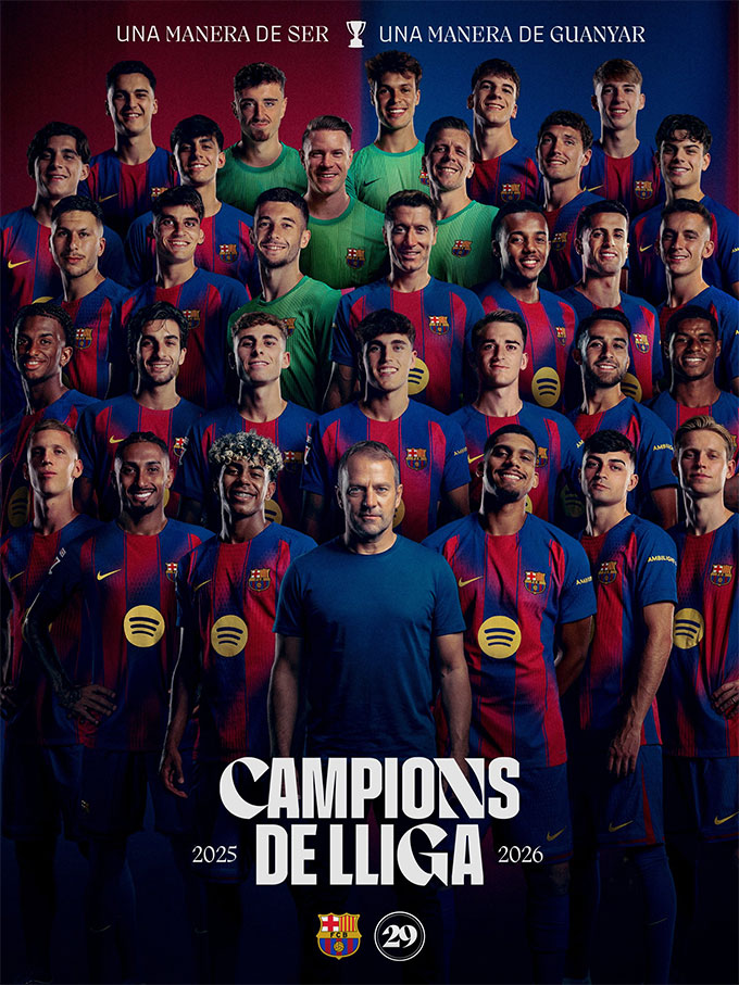 Barca đã sớm vô địch La Liga 2025/26 cùng HLV Flick