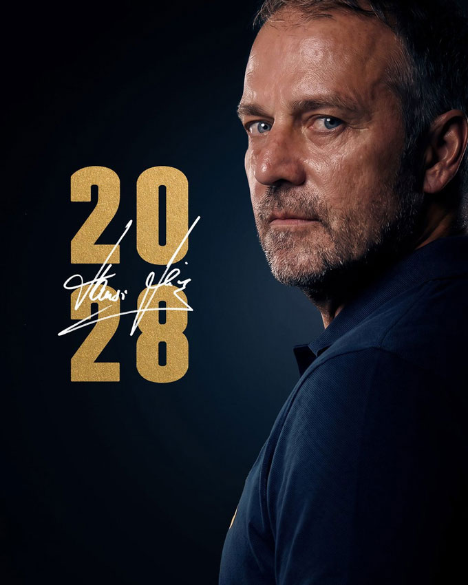 Chỉ ít phút sau khi tin Mourinho trở lại Real là tin Barca gia hạn với Flick - Ảnh: Fabrizio Romano