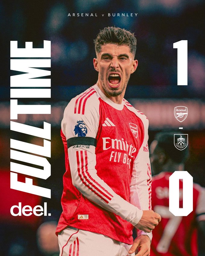 Arsenal đánh bại Burnley để tiến gần tới ngôi vô địch - Ảnh: @Arsenal