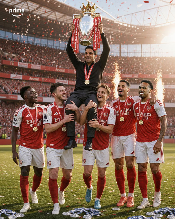 Chức vô địch xứng đáng của thầy trò Arteta - Ảnh: @primevideosport