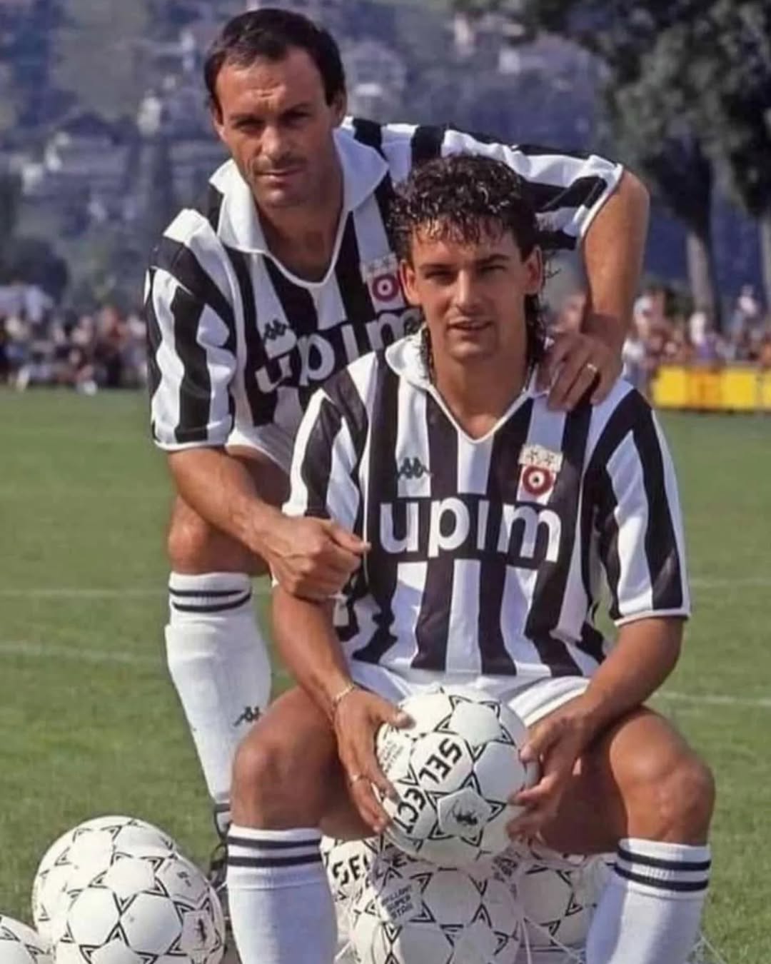 Schillaci và người đồng đội danh tiếng Roberto Baggio khi cùng khoác áo Juventus