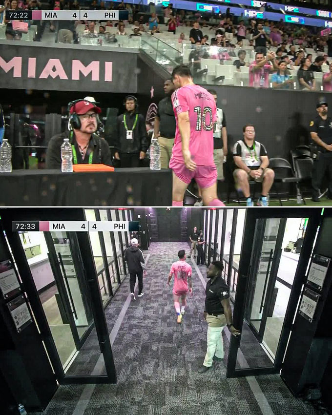 Khoảnh khắc nhiều fan lo ngại cho sức khỏe của Messi - Ảnh: @ESPNFC