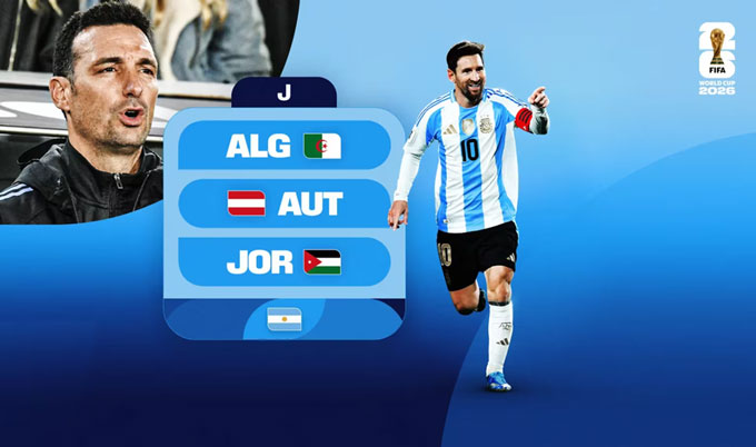 Argentina nằm ở bảng J tại World Cup 2026 - Ảnh: Fifa.com