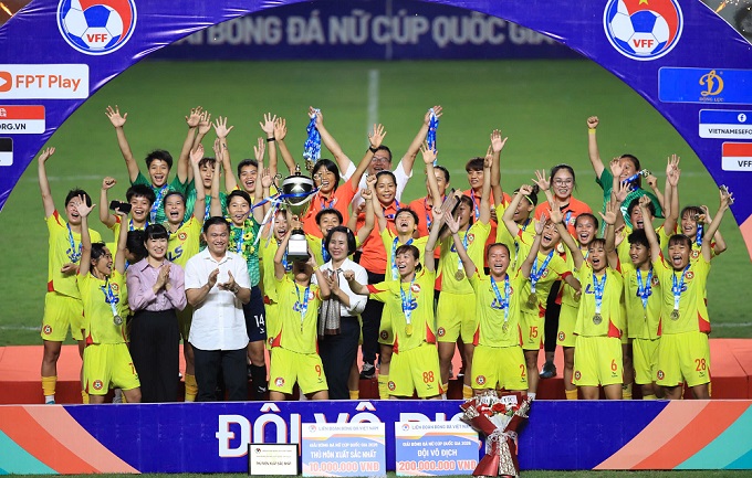 CLB nữ TP.HCM vô địch cúp Quốc gia 2026. Ảnh: Phan Tùng 