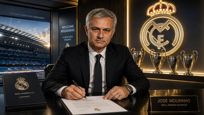 HLV Mourinho ký hợp đồng 3 năm với Real Madrid