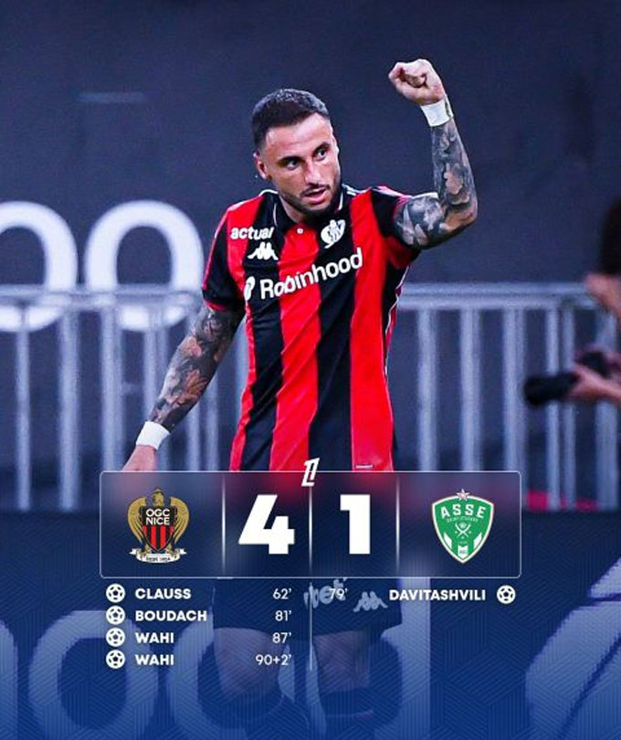 Nice đánh bại Saint-Etienne với tỷ số 4-1 - Ảnh: Elodie metho