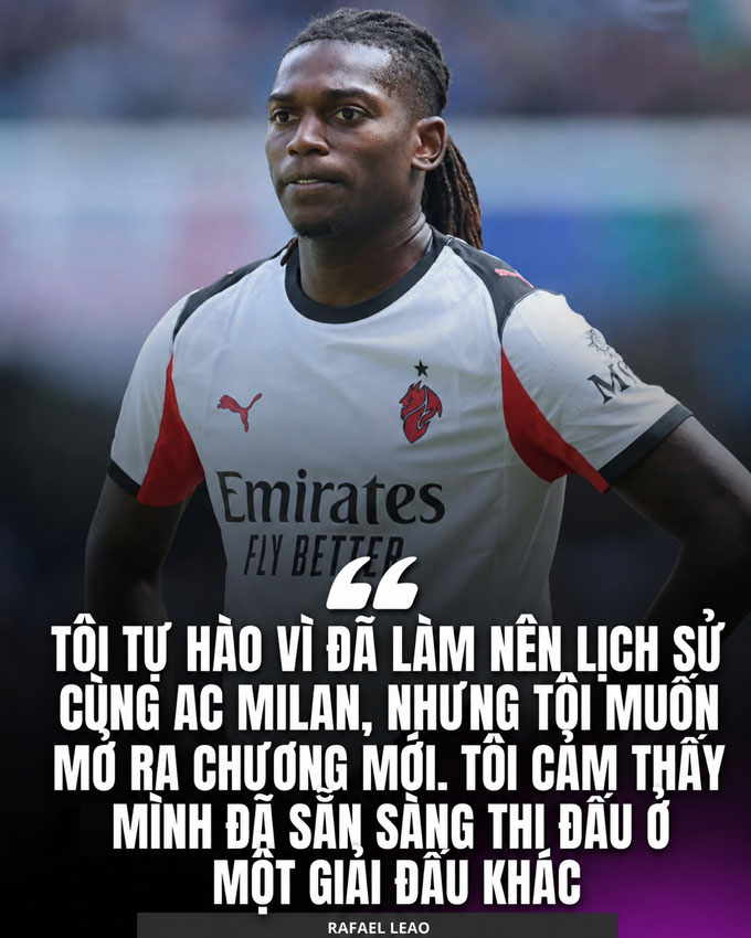 Leao ẩn ý muốn rời Milan - Ảnh: stadiumboundfc