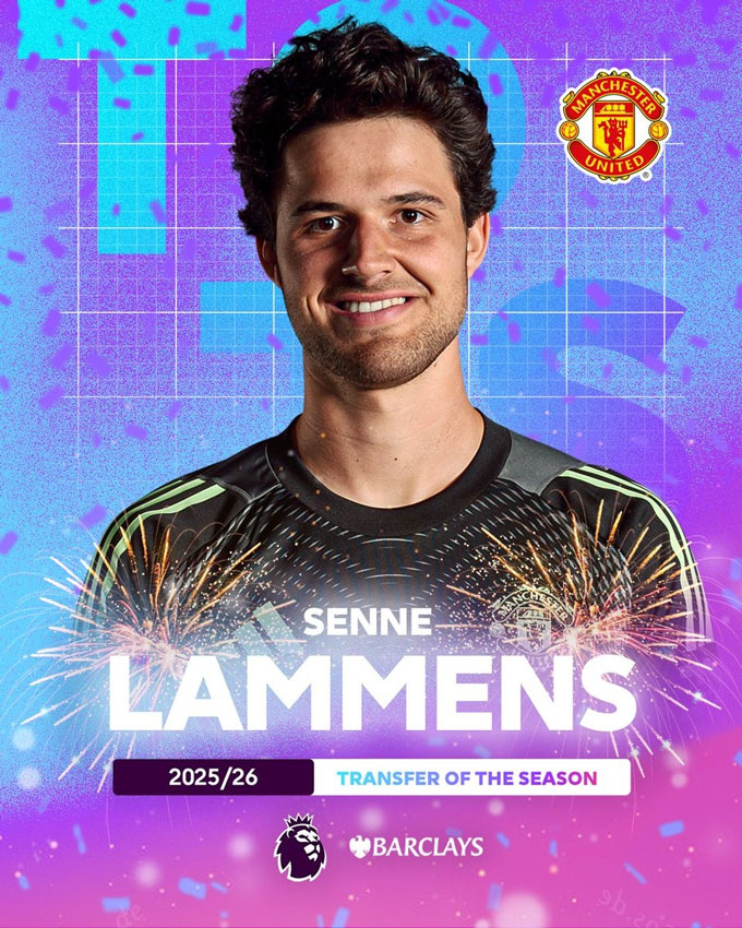 Lammens giành giải Bản hợp đồng của mùa giải tại Premier League 2025/26 - Ảnh: @premierleague