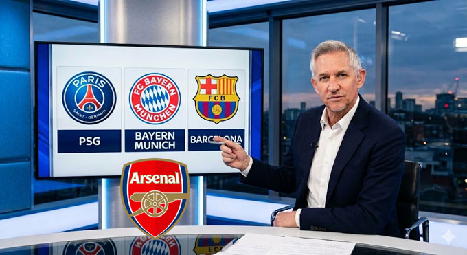 Lineker tin rằng có 3 đội bóng đang xuất sắc hơn Arsenal - Ảnh: AI