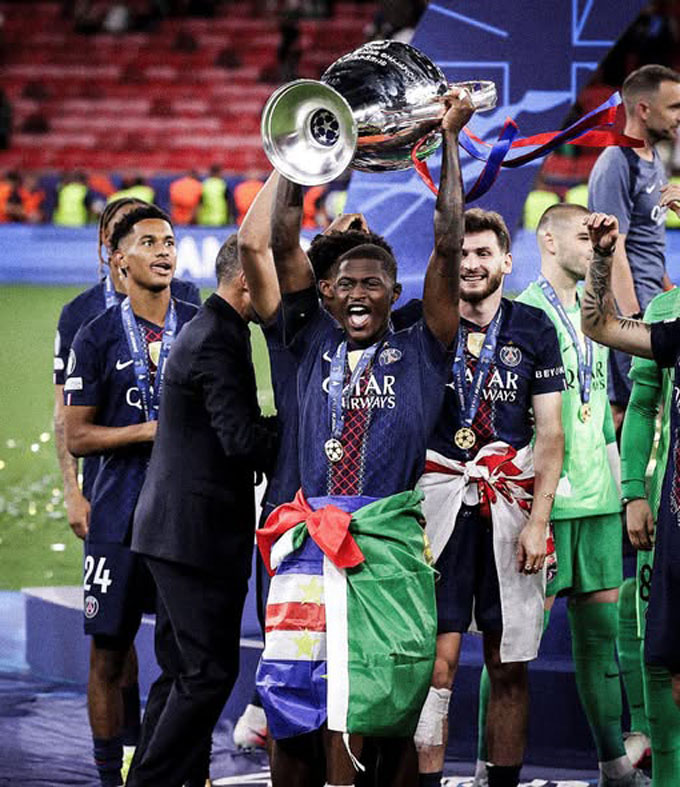 Nuno Mendes có danh hiệu Champions League thứ 2 trong sự nghiệp - Ảnh: @ActuFootAfrique