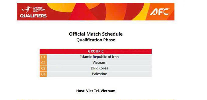 AFC xác định địa điểm thi đấu bảng C, vòng loại U20 châu Á 2027. Ảnh: AFC