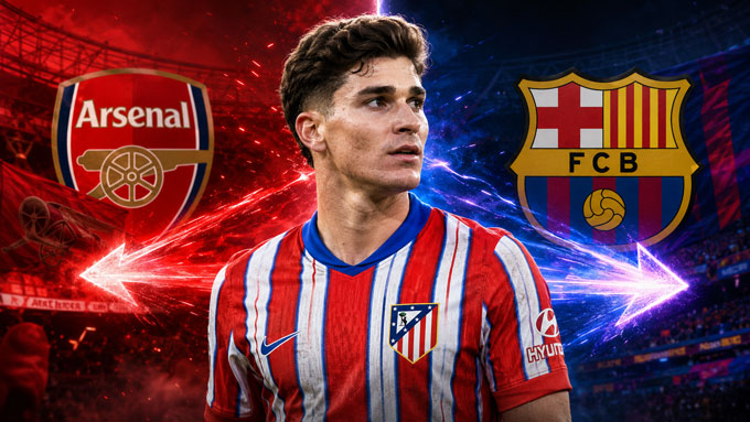 Arsenal sẵn sàng chi 150 triệu euro để mua Alvarez - Ảnh: AI