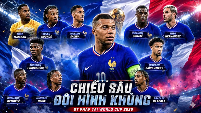 Pháp đang có lực lượng cực kỳ hùng hậu dự World Cup 2026