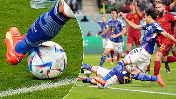 Tình huống tranh cãi bóng đã ra ngoài hay chưa tại World Cup 2022 - Ảnh: Sky Sports