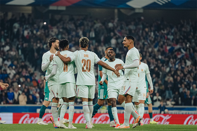 Didier Deschamps khen ngợi Olise nhưng chưa hài lòng về phong độ của ĐT Pháp. Ảnh: FFF