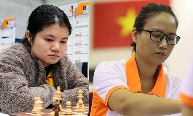 Phạm Lê Thảo Nguyên (trái) và Lương Phương Hạnh (phải). Ảnh: FIDE