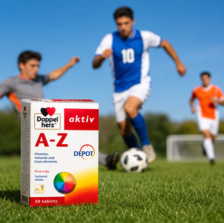 TPBVSK Doppelherz A-Z Depot góp phần bổ sung vitamin và khoáng chất cho người yêu bóng đá