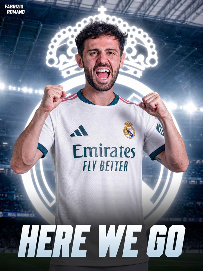 Real đạt thỏa thuận với Bernardo Silva - Ảnh: Fabrizio Romano