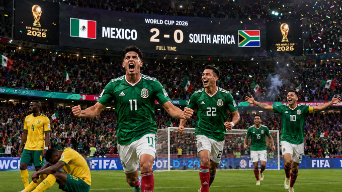 Đội chủ nhà Mexico có chiến thắng hoàn hảo ngày ra quân - Ảnh: AI