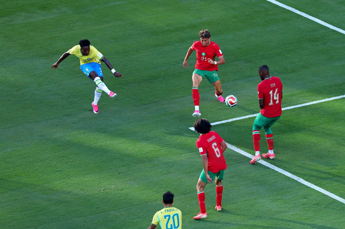 Pha ra chân thành bàn đẹp mắt của Vinicius cho Brazil trước Morocco tại World Cup 2026