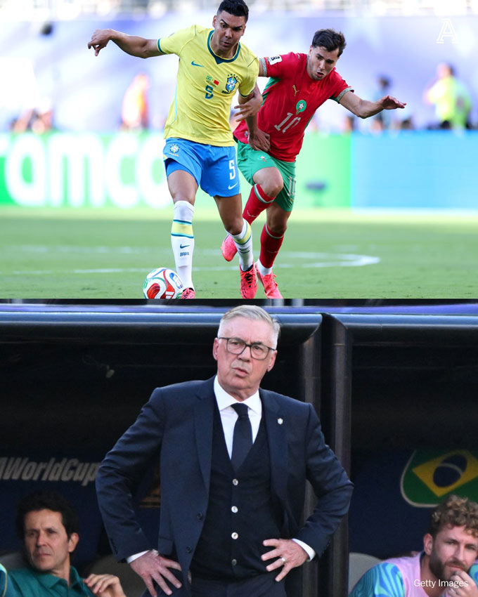 Casemiro thi đấu thất vọng ở trận gặp Morocco và bị HLV Ancelotti thay ra sớm - Ảnh: The Athletic