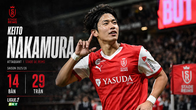 Nakamura ghi bàn ấn tượng trong màu áo Reims