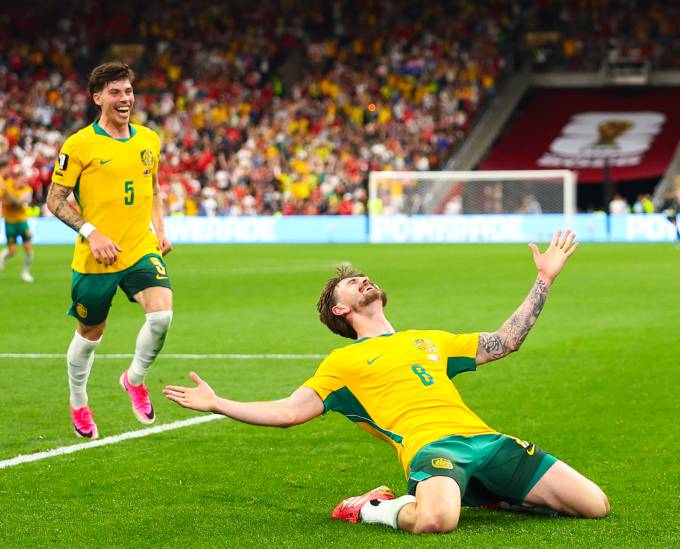 Các cầu thủ Australia thắng thuyết phục Thổ Nhĩ Kỳ 2-0. Ảnh: X