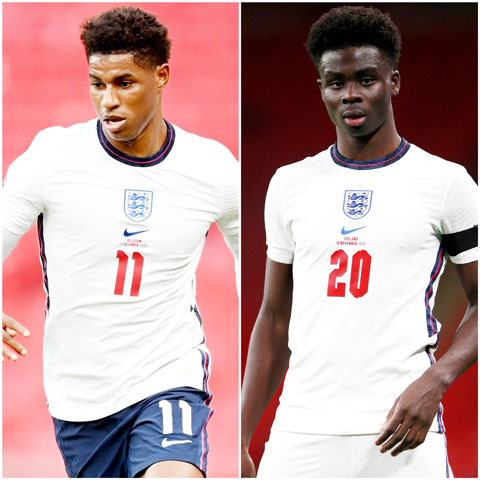 Rashford và Saka được cho là sẽ ngồi dự bị ở trận gặp Croatia - Ảnh: FourFourTwo