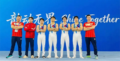 Đội hình TDDC nam Việt Nam tham dự vòng loại ASIAD 20. Ảnh: Minh Sang