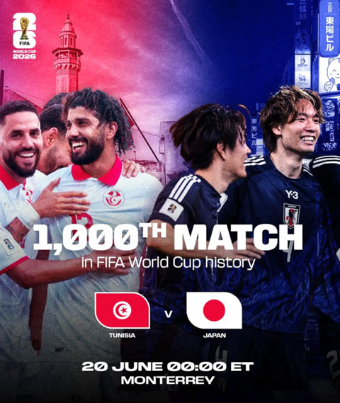 Trận Tunisia vs Nhật Bản sẽ là trận đấu thứ 1.000 trong lịch sử World Cup - Ảnh: Voice of Emirates