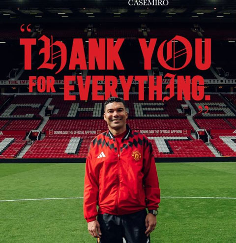 Casemiro chia tay MU sau 4 năm gắn bó - Ảnh: manutd