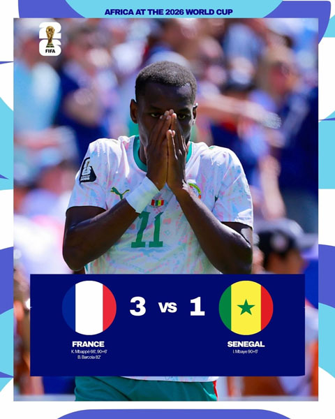 Senegal để thua đậm Pháp 1-3 ở trận ra quân - Ảnh: BellaNaija