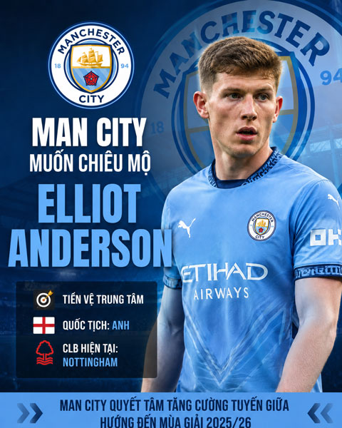 Man City muốn có Anderson